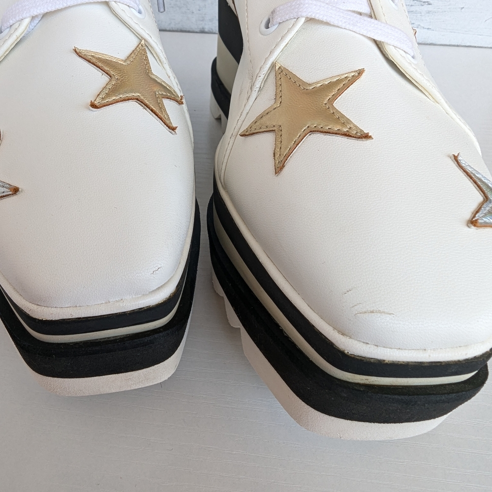 Stella McCartney White Black Cream Platform Sneakers - Picture 9 of 16
